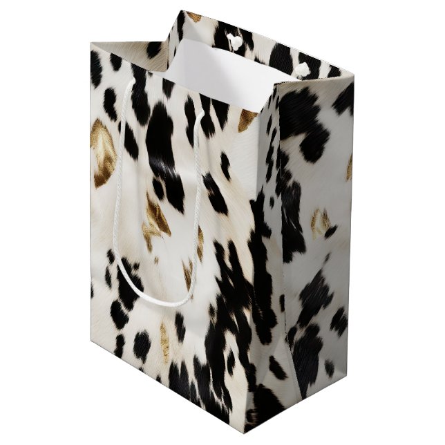 Black White Guld Southwest Cowhide Birthday (Framsidan Vinklad)
