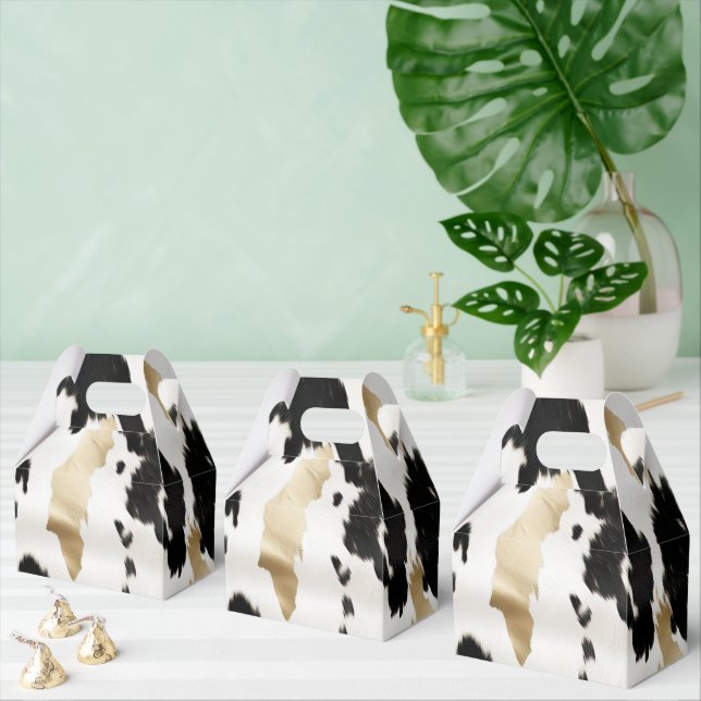 Black White Guld Southwest Cowhide Birthday Presentaskar (Multipel)