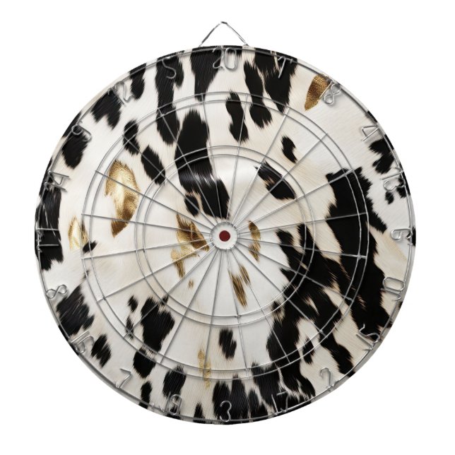 Black White Guld Southwest Cowhide Darttavla (Framsidan)