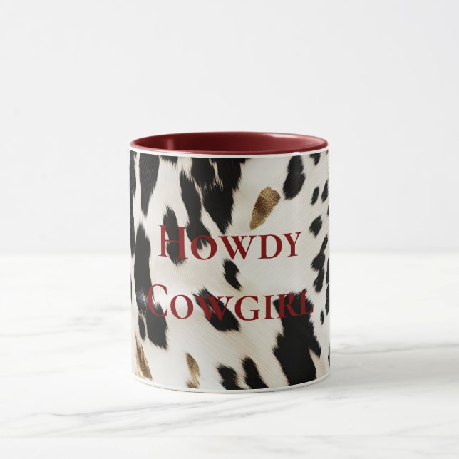 Black White Guld Southwest Cowhide Mugg (Center)