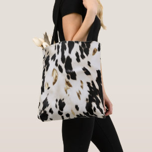 Black White Guld Southwest Cowhide Tygkasse