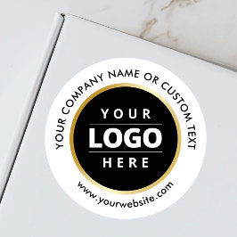 Black White Guld Stroke Business Logotyp Shipping Runt Klistermärke