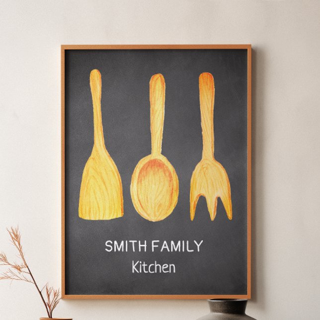 Black White Gult Kitchen Utensils Chalkboard Poster (Skapare uppladdad)
