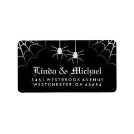 Black White Halloween Bröllop Spiders Webben Adres Adressetikett