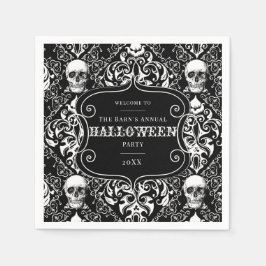Black White Halloween Damask Skull Mönster Anpassn Pappersservett