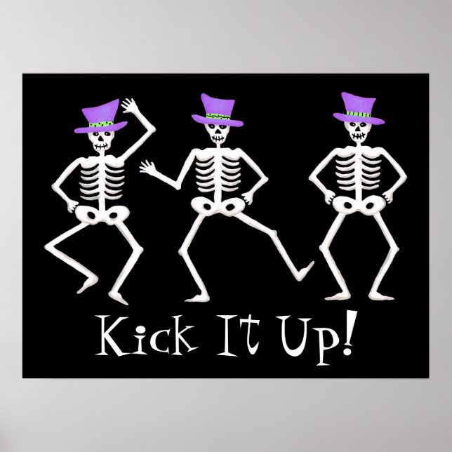 Black White Halloween Dancing Skeleton Top hat Poster (Framsidan)