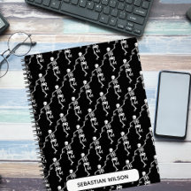 Black & White Halloween Dancing Skeletons Monogram