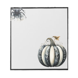Black & White Halloween Pumpkin med Spider Anteckningsblock