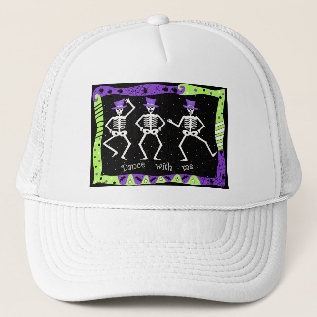 Black White Halloween Skeleton Bones Dance Keps (Framsida)