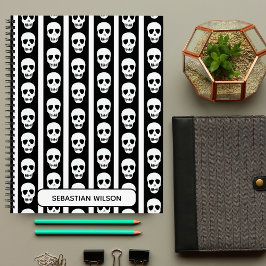 Black & White Halloween Skull Mönster Monogram