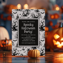 Black & White Halloween Toile Party Inbjudningar