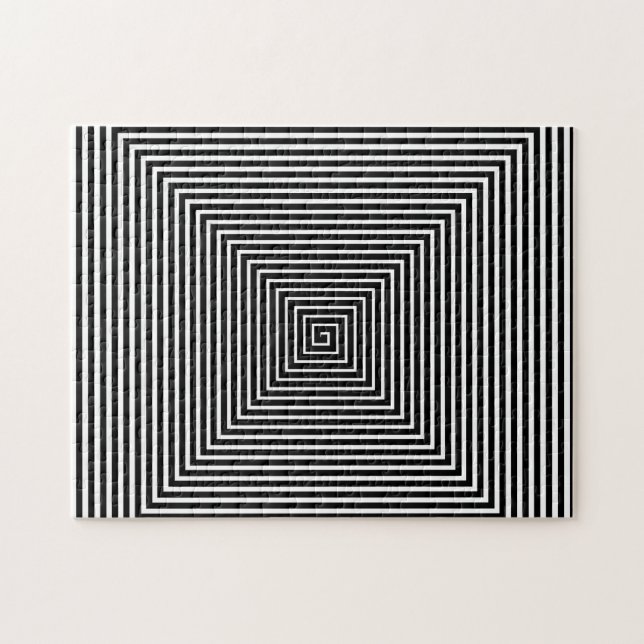 Black & White Hallway Vortex | Optisk Illusion Pussel (Horisontell)