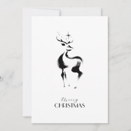 Black white hand-drawn Rendeer Christmas Julkort