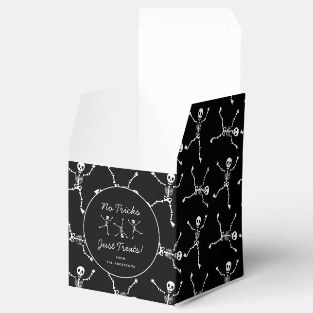 Black & White Hand plockade Skeleton Halloween Presentaskar (Öppnad)
