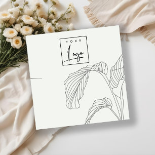 Black White Handflatan Löv Sketch Necklace Visning Fyrkantigt Visitkort