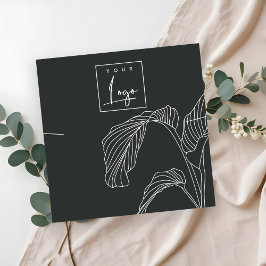 Black White Handflatan Löv Sketch Necklace Visning Fyrkantigt Visitkort