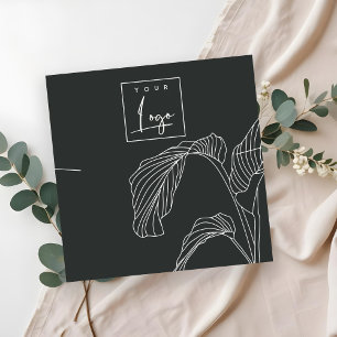 Black White Handflatan Löv Sketch Necklace Visning Fyrkantigt Visitkort
