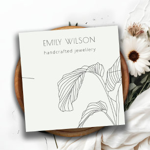 Black White Handflatan Löv Sketch Necklace Visning Fyrkantigt Visitkort