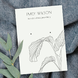 Black White Handflatan Löv Sketch Stud Earring Vis Visitkort
