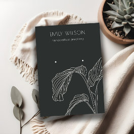 Black White Handflatan Löv Sketch Stud Earring Vis Visitkort