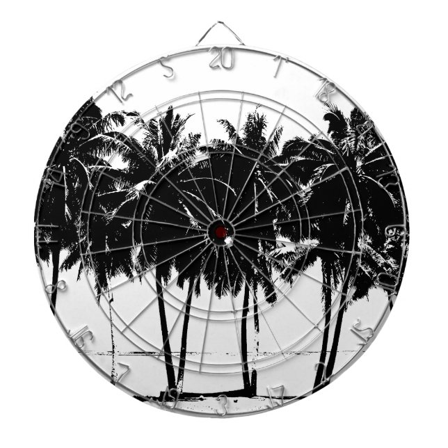 Black White Handflatan Träd Silhouette Darttavla (Framsidan)