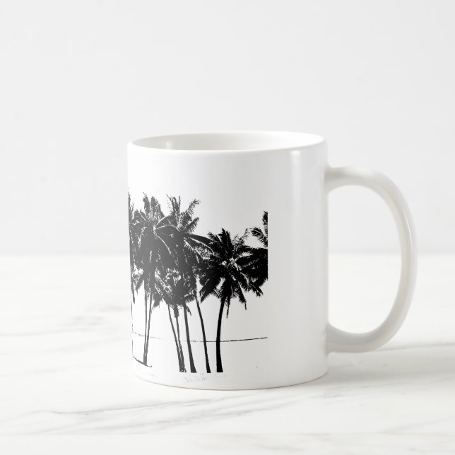 Black White Handflatan Träd Silhouette Kaffemugg (Höger)