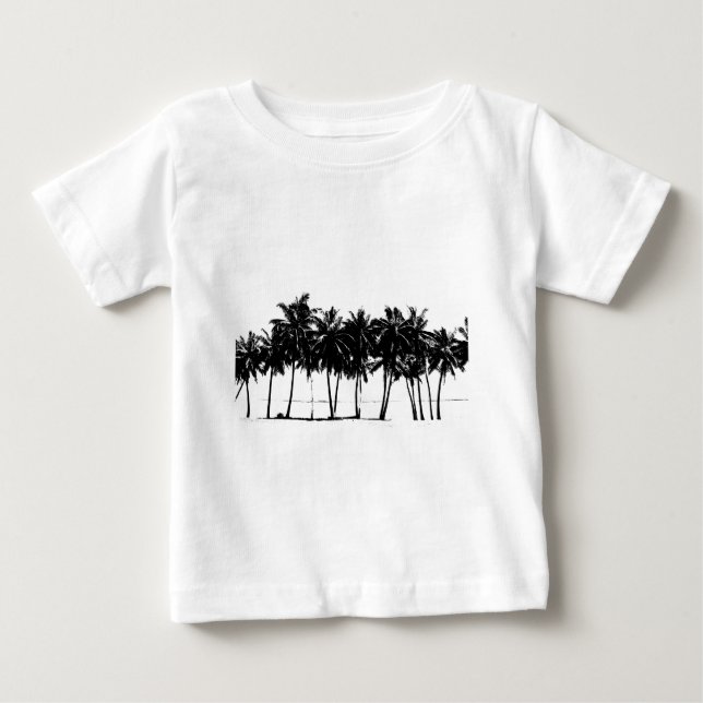 Black White Handflatan Träd Silhouette T Shirt (Framsida)
