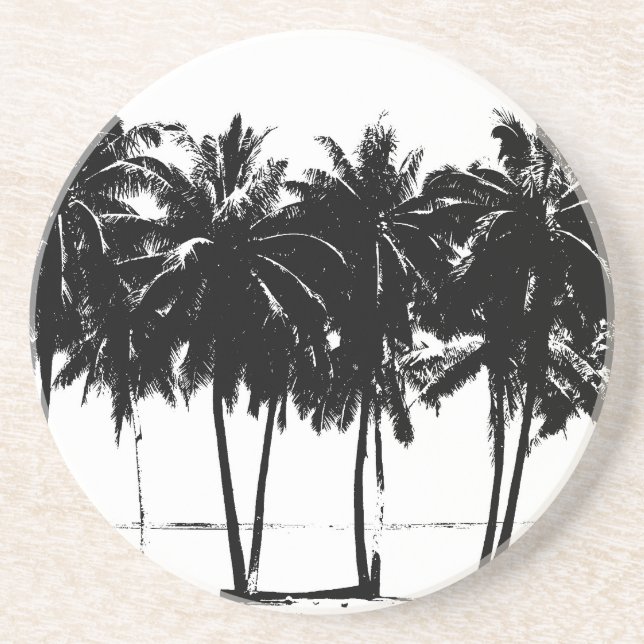 Black White Handflatan Träd Silhouette Underlägg (Framsidan)