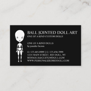 Black White Handmade Clay Doll Collector Visitkort