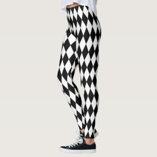 Black White Harlequin Diamonds Mönster Design Leggings
