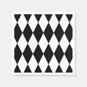 Black White Harlequin Diamonds Mönster Design Pappersservett