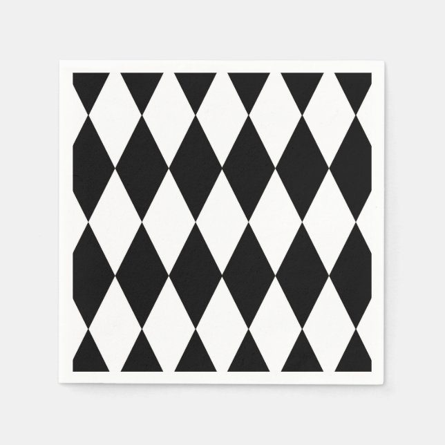 Black White Harlequin Diamonds Mönster Design Pappersservett (Framsidan)