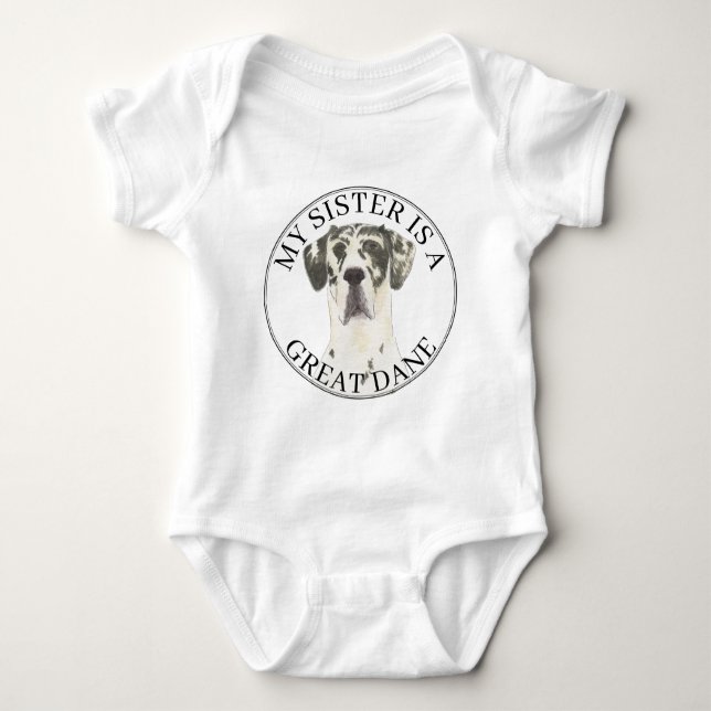 Black White Harlequin Great dane Big Sister T Shirt (Framsida)