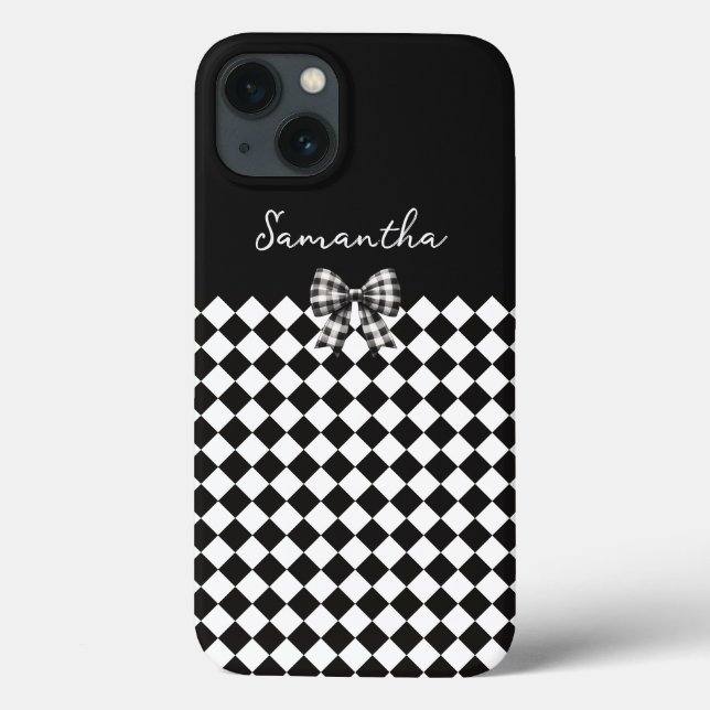 Black White Harlequin Mad Hatter-Checkers (Baksida)