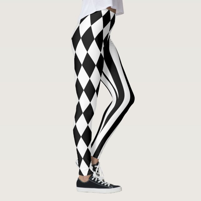 Black White Harlequin Manar Jester Diamond Leggings (Höger)