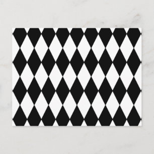 Black White Harlequin Mönster Vykort