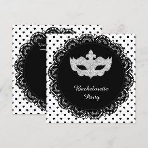 BLACK WHITE HEART BAHELORETTE MASQUERADE PARTY INBJUDNINGAR