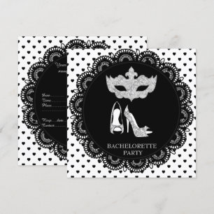 BLACK WHITE HEART BAHELORETTE MASQUERADE PARTY INBJUDNINGAR