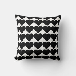 Black white Heart Classic elegant mönster Kudde