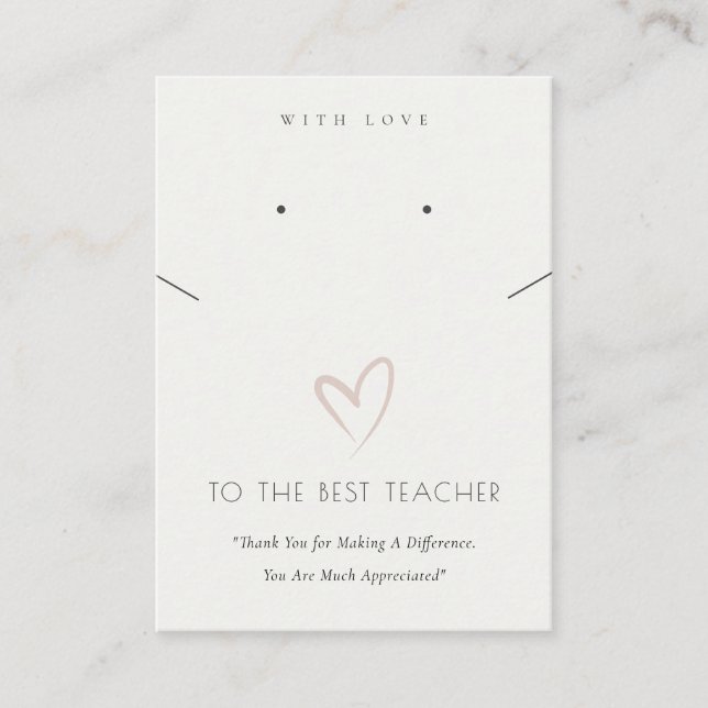 BLACK WHITE HEART TEACHER GIFT NECKLACE EARRING PLACERINGSKORT (Framsida)