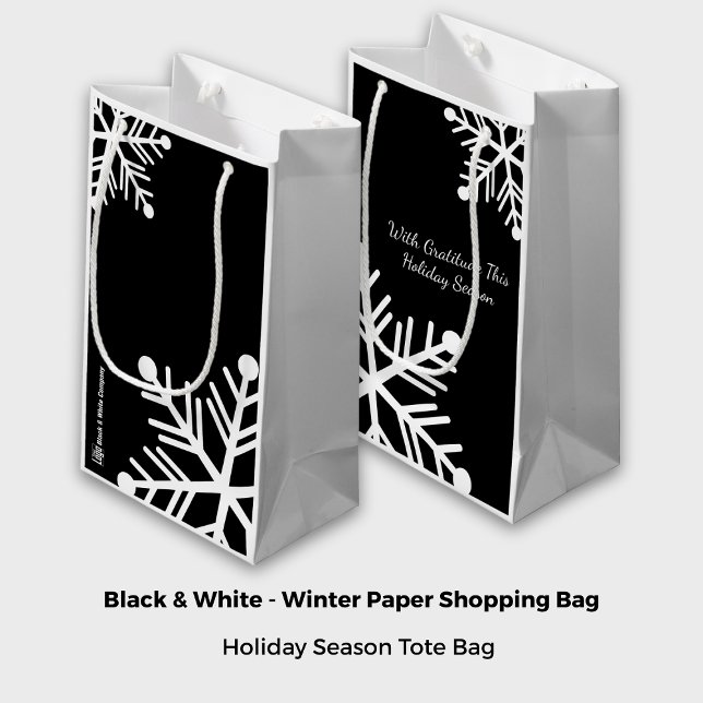 Black & White Helgdag Motto Company Logotyp Namn (Black & White Holiday Motto Company Logo Name Small Gift Bag)
