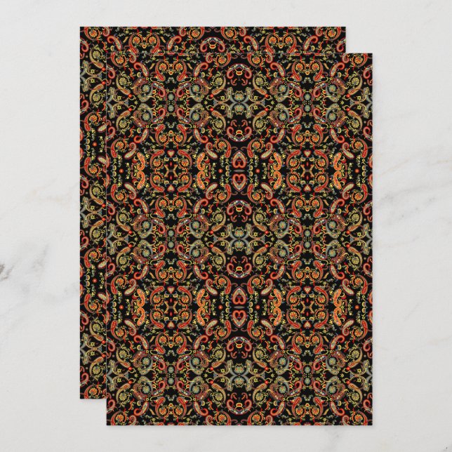 Black White Henna Wallpaper – Paisley Floral Art Spara Datumet (Fram/baksida)