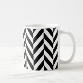 Black White Herringbone Mönster Kaffemugg