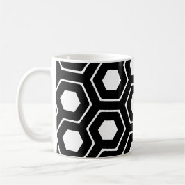 Black White Hexagon Honeycomb Geometric Mönster Kaffemugg