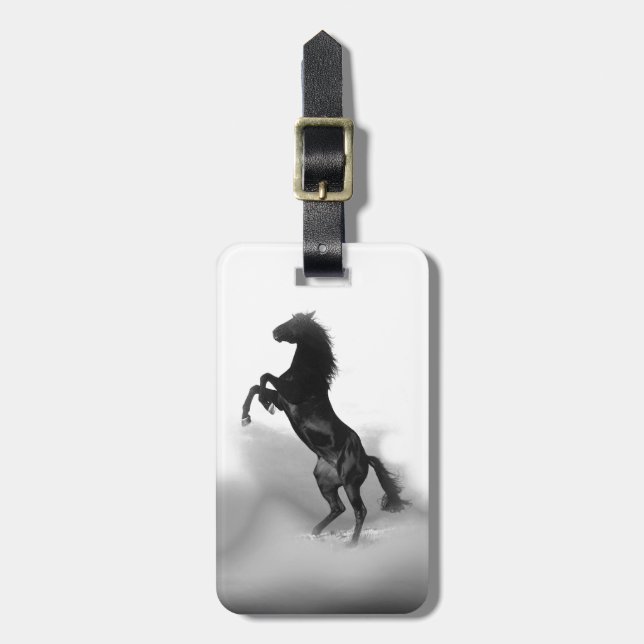 Black White Horse Bagagebricka (Vertikal Framsida)
