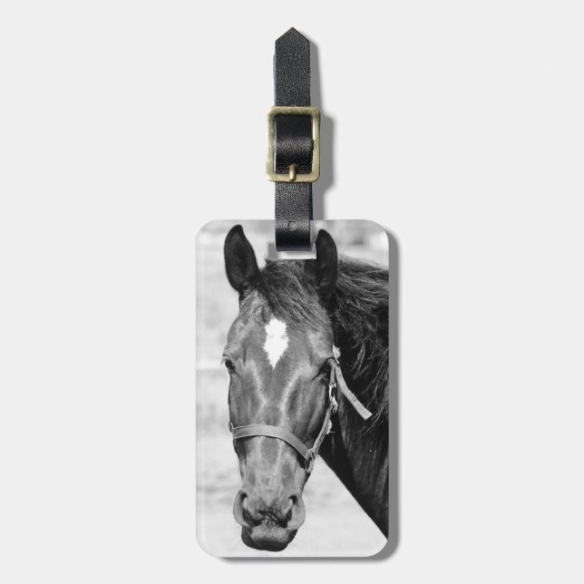 Black White Horse Bagagebricka (Vertikal Framsida)