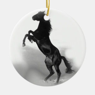 Black White Horse Julgransprydnad Keramik