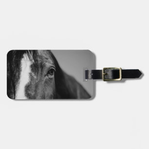 Black White Horse Öga Artwork Bagagebricka