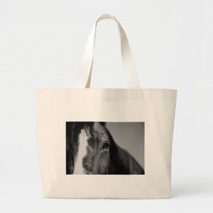 Black White Horse Öga Artwork Jumbo Tygkasse