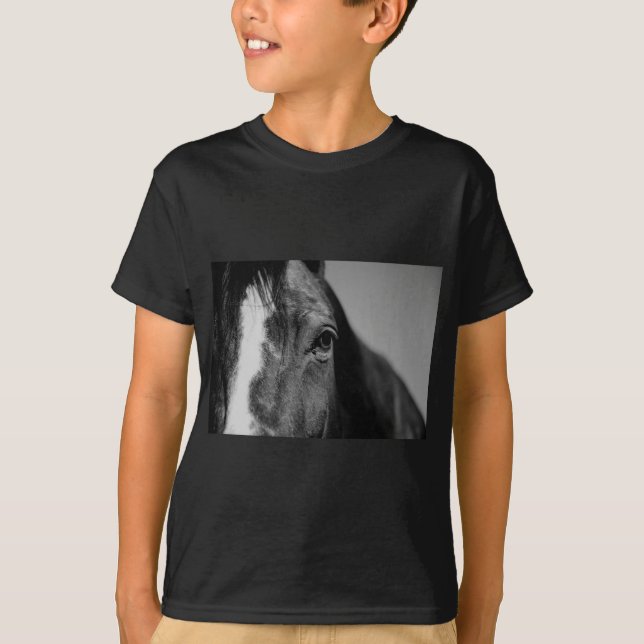 Black White Horse Öga Artwork Tee Shirt (Framsida)